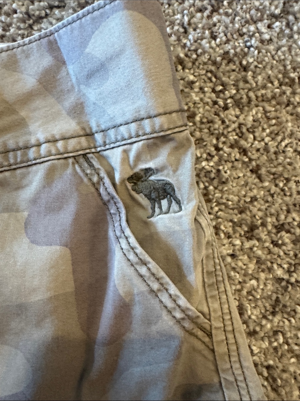 Abercrombie & Fitch Women's Camo Roll-Hem Jean Shorts - Tan/Beige - Picture 5 of 7